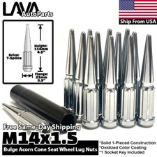 32x Chrome 14x1.5 Spike Lug Nut Fit Chevy Express Suburban Silverado 2500 3500 picture