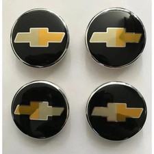 4X 63MM CHEVY BLACK GOLD LOGO WHEEL CENTER CAPS Aveo Camaro Cruze Impala Tahoe picture