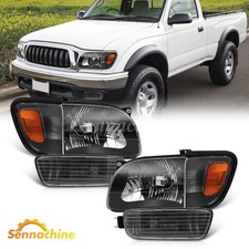 Pair Headlights For 2001-04 Toyota Tacoma Corner Signal Lights Bumper Lamp Black picture
