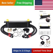 10 Row Oil Cooler Kit, 10AN Transmission Engine Cooler British Radiator Unive... picture