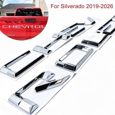 Chrome 3D Raised Tailgate Letters Insert For Silverado 1500 2500HD 2019-2026 picture