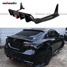 Gloss Black Rear Bumper Diffuser W/Smoke LED Light For 18-24 Toyota Camry SE XSE picture