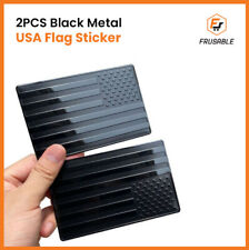 2PCS Metal USA Flag Sticker American Car Truck Decal Emblem Black picture