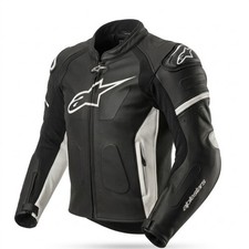 Alpinestars Black Leather Motorcycle Jacket Racing Biker Armored Speed Hump picture
