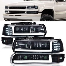 LED Headlights Fit 1999-2002 Chevy Silverado 1500 2500,Smoke Lens Black Housing  picture