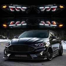 LED Tri-Projector Sequential Headlights For Ford Fusion 2017-2021 Fit Halogen 2x picture