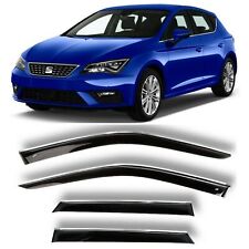 Window Visors Deflectors Black With Chrome Strip For Seat Leon Hb 12-19 picture