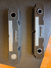 Vintage Used Edelbrock Mopar Small Block LA 318 340 360 Finned Valve Covers picture