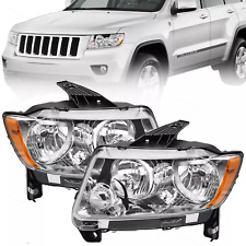 Fits 2011-2013 Jeep Grand Cherokee 11-17 Compass Halogen Headlights Pair Chrome picture