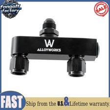 Aluminum 8AN Single Outlet Log Fits Twin Pump Surge Tank Black NEW US picture