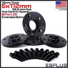 [4] 15mm Thick BMW G-Body 5x112 C.B 66.6 Wheel Spacer Kit 14x1.25 Bolts Included picture