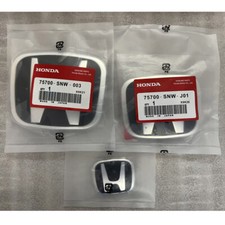 For Civic 2006-2015 3pcs JDM Black Grille Rear Embelm Steering Wheel Badge Fit picture