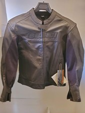 Sedici Men's Motorcycle Jacket Size 40 Black Leather Full Zip picture