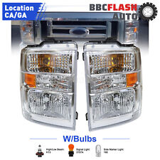 W/bulbs Headlights For 2008-2014 Ford Econoline Van E150 E450 Left+Right Pair picture