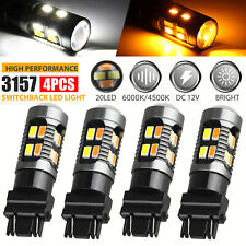 4X 3157 3156 LED DRL Switchback Turn Signal Light Bulbs 4157na 3457a White Amber picture