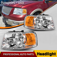 Chrome Housing Headlights Fits For 2003-2006 Ford Expedition Headlamps W/Blubs picture
