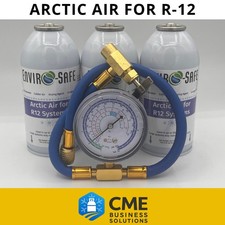 Envirosafe Arctic Air For' R12 Auto AC Support 3 Cans & Brass Charging Gauge picture