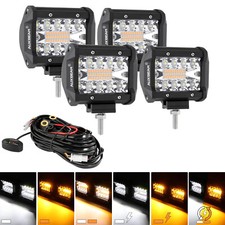 4x AUXBEAM 4Inch Strobe LED Work Light Bar Spot Pods Offroad Driving White Amber picture