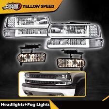 LED DRL Chrome Headlights+Fog Lights Fit For 1999-2006 Silverado Suburban Tahoe picture