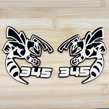 345 Hornet Badges Emblem BEE (2) White-Black BADGES Fender Angry  Aggressive picture