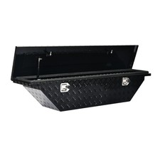 61.5-Inch Black Aluminum Angled Truck Bed Toolbox Low Profile Wedge Tool Box picture