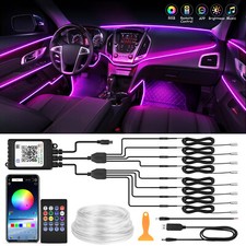 Interior Car RGB LED Strip Lights 8 in 1 Neon Ambient Decor Atmosphere Lights US picture