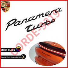 2PCS For Gloss Black Porsche Panamera Turbo Rear Badge Emblem Set Look Deck lid/ picture