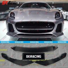 For Jaguar F-TYPE 2017-2020 Real Carbon Fiber Front Bumper Lip Spoiler Trim 3PCS picture