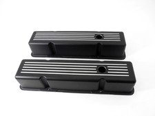 1958-86 SB Chevy Aluminum Valve Covers Tall Ball Milled w/ Hole SBC Chevy 350 picture