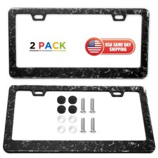 2pcs Porsche Forged Carbon Fiber Style License Plate Frame with Screws Caps picture