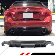 FIT 2014-2017 INFINITI Q50 LH STYLE GLOSS REAL CARBON FIBER REAR BUMPER DIFFUSER picture