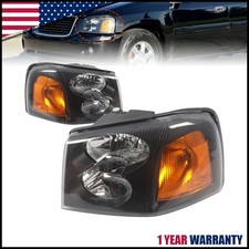 For 2002-2009 GMC Envoy XL Black Headlights Headlamps Replacement Left+Right picture