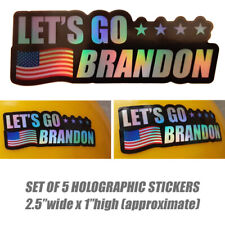 USA Flag Let's Go Brandon Sticker Car Vinyl Decal America Set of 5 HOLOGRAPHIC picture