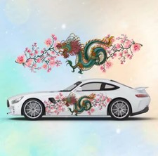 Japanese Inspired Dragon Flame Car Decals JDM Side Decal Both Side Vinyl picture
