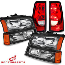 For 2003-2006 Chevy Silverado Black Housing Headlights & Red Tail Lights picture