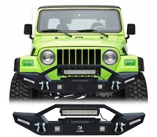 Vijay New Front Bumper W/Winch Plate&LED Lights For 1997-2006 Jeep Wrangler TJ picture