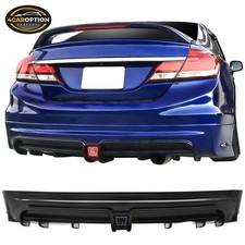 Fits 13-15 Honda Civic Sedan RR Style Rear Bumper Lip w/Smoke 3rd Brake Light picture