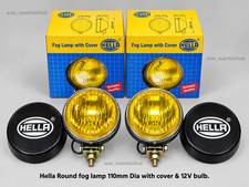 Hella fog lights Universal 110mm Dia, Yellow glass with cap & 12V bulb (Pair) picture