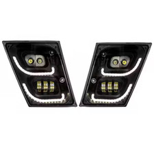 Volvo VNL LED Fog Light plus LED Trim Black | Pair Set | (LH+RH) | Fits 03-17 picture