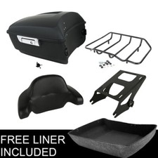 Matte Black King Trunk Backrest Two Up Mount Rack Fit For Harley Touring 14-up picture