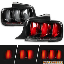For 2005-2009 Mustang Smoked LED Tube Sequential Signal Tail Lights Brake Lamps picture