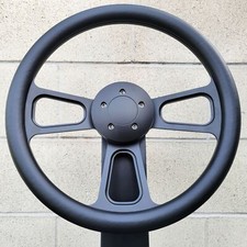 16 Inch Black Semi Truck Steering Wheel All Black Vinyl Grip - 5 Hole picture