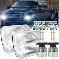 100W Pair 5x7 7x6 Square LED Headlights Hi-Lo For Ford F650 F750 F-250 L9000 picture