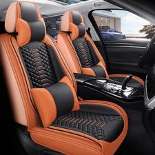 Luxury Faux Leather Universal Fit Car 5 Seat Covers Full Set Cushion Protector  picture