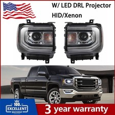For 2016-2018 GMC Sierra 1500 Pair HID/Xenon Type LED DRL Headlights Headlamps picture