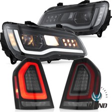 2 Sets Projector Headlights+VLAND Smoke LED Tail Lights For 2011-14 Chrysler 300 picture
