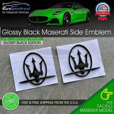 Maserati Side Emblem Gloss Black 3D Quaterpanel Logo Badge OE Ghibli Levante L+R picture