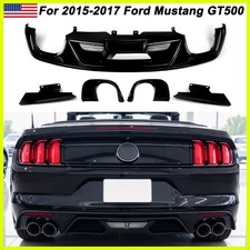 GT500 Style Rear Bumper Lip Quad/Dual Diffuser Cover For 2015-2017 Ford Mustang picture
