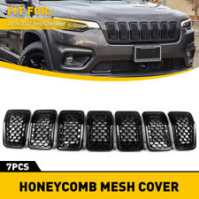 7PCS Front Grille Insert Honeycomb Mesh Cover Black For 2019-2022 Jeep Cherokee picture
