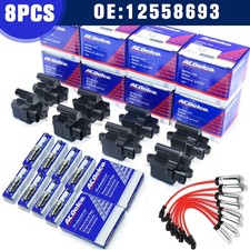 8PCS Square Ignition Coil  Spark Plug Wire For Chevy GMC 4.8L 5.3L 6.0L 8.1L. picture